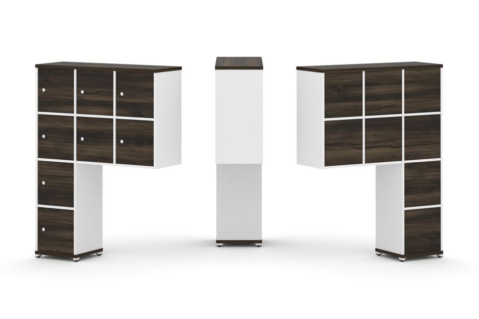 Надставка на стол высокая односторонняя + задняя стенка (8 шт.) + распашной фасад (8 шт.) CONCEPT CN.ONV-010 Дуб Мали Белый бриллиант Белый металл