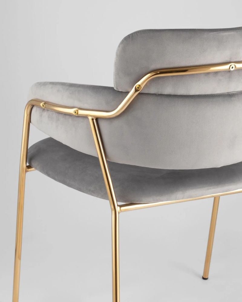 Стул Полин светло-серый 2 шт. с золотыми ножками