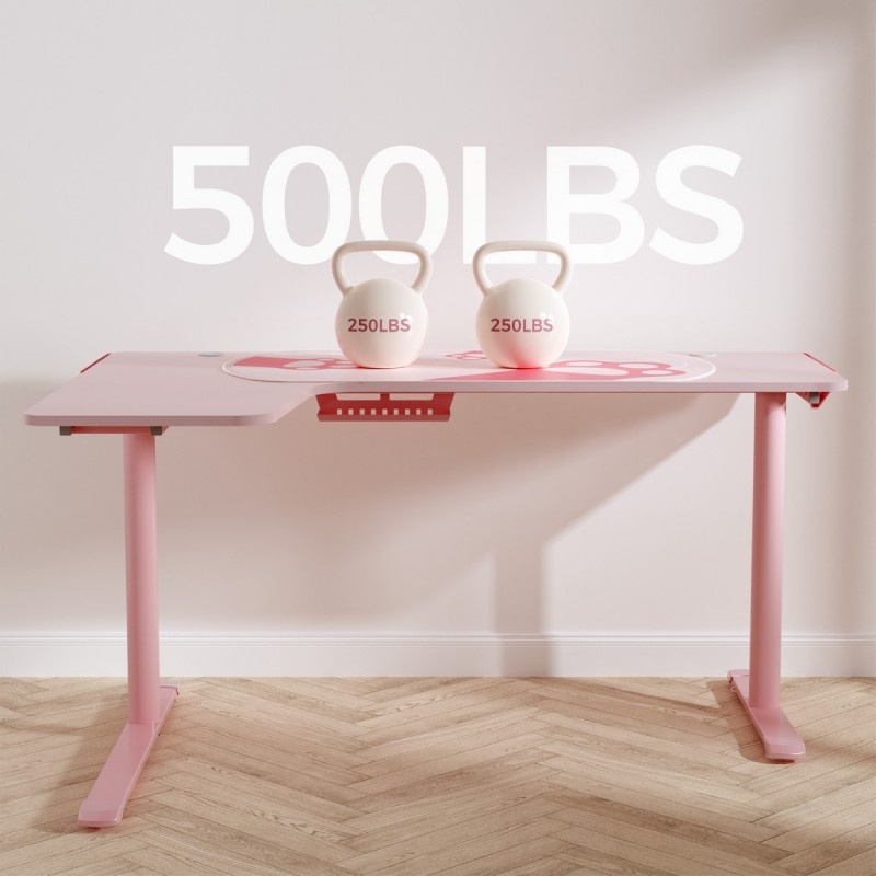 Стол письменный (для компьютера) угловой EUREKA ERK-L60L-PK-V2 (левый), розовый