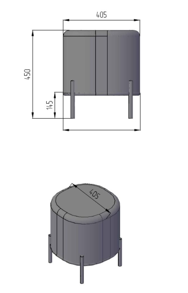 Пуф малый Gawaii Тем серый