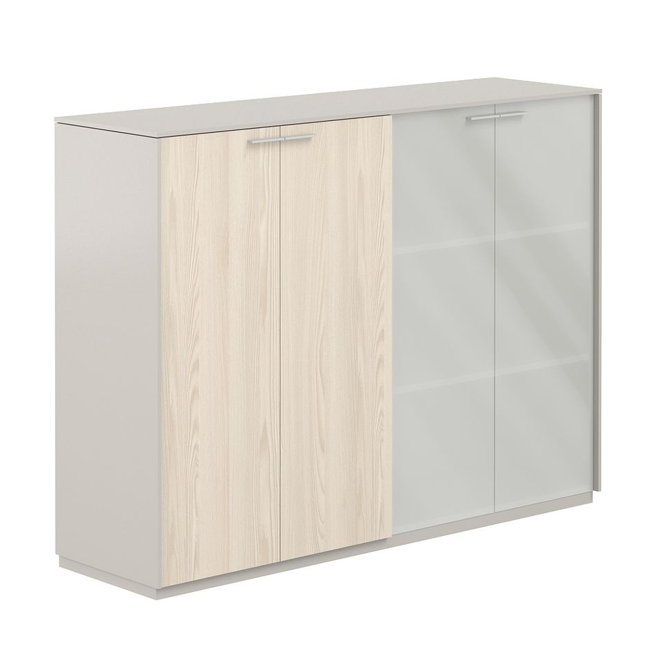 Шкаф средний двойной Atlas NZ-0305+NZ-0335.GS.YN.GLM Серый камень Ясень Наварра