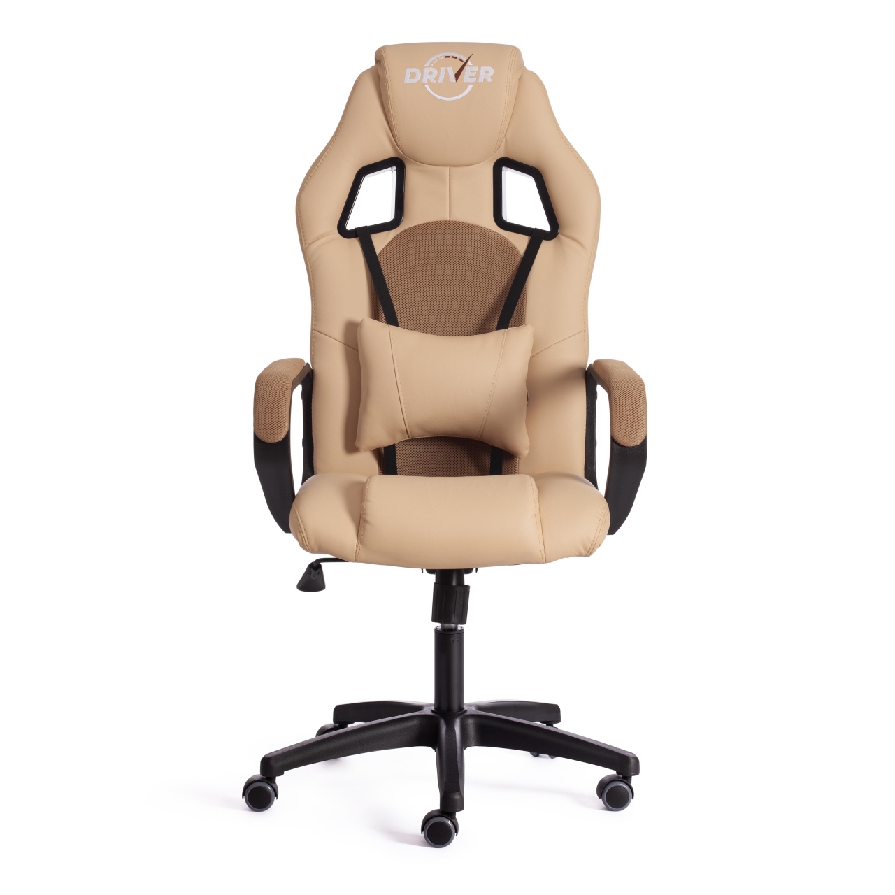 Кресло DRIVER (22) кож/зам/ткань, бежевый/бронза, 36-34/TW-21