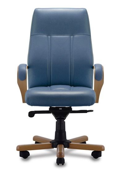 Кресло с высокой спинкой на крестовине Босс D100 Темно-голубое