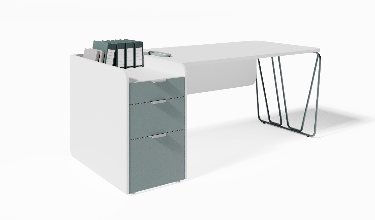 Композиция стол с ажурной ногой и правой тумбой ART901L.U604