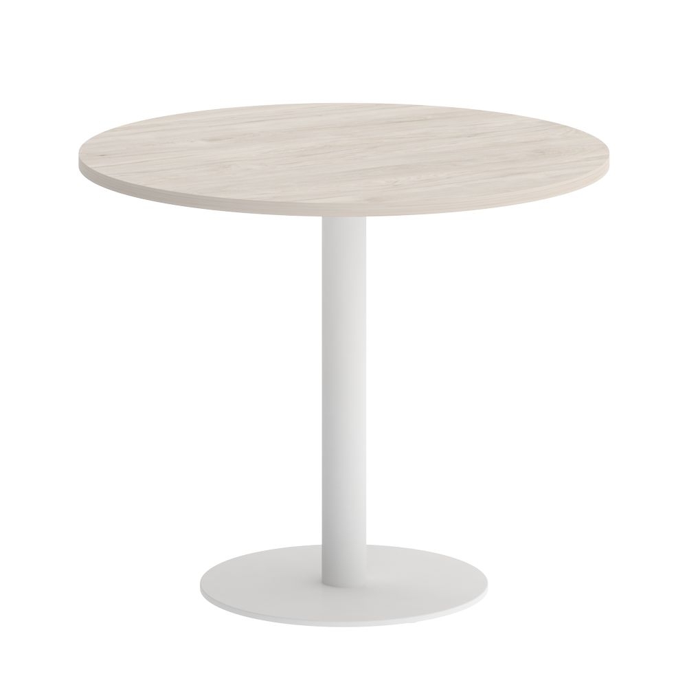 Стол журнальный круглый HOME OFFICE VR.SP-5-90.1 Денвер Светлый/Белый металл