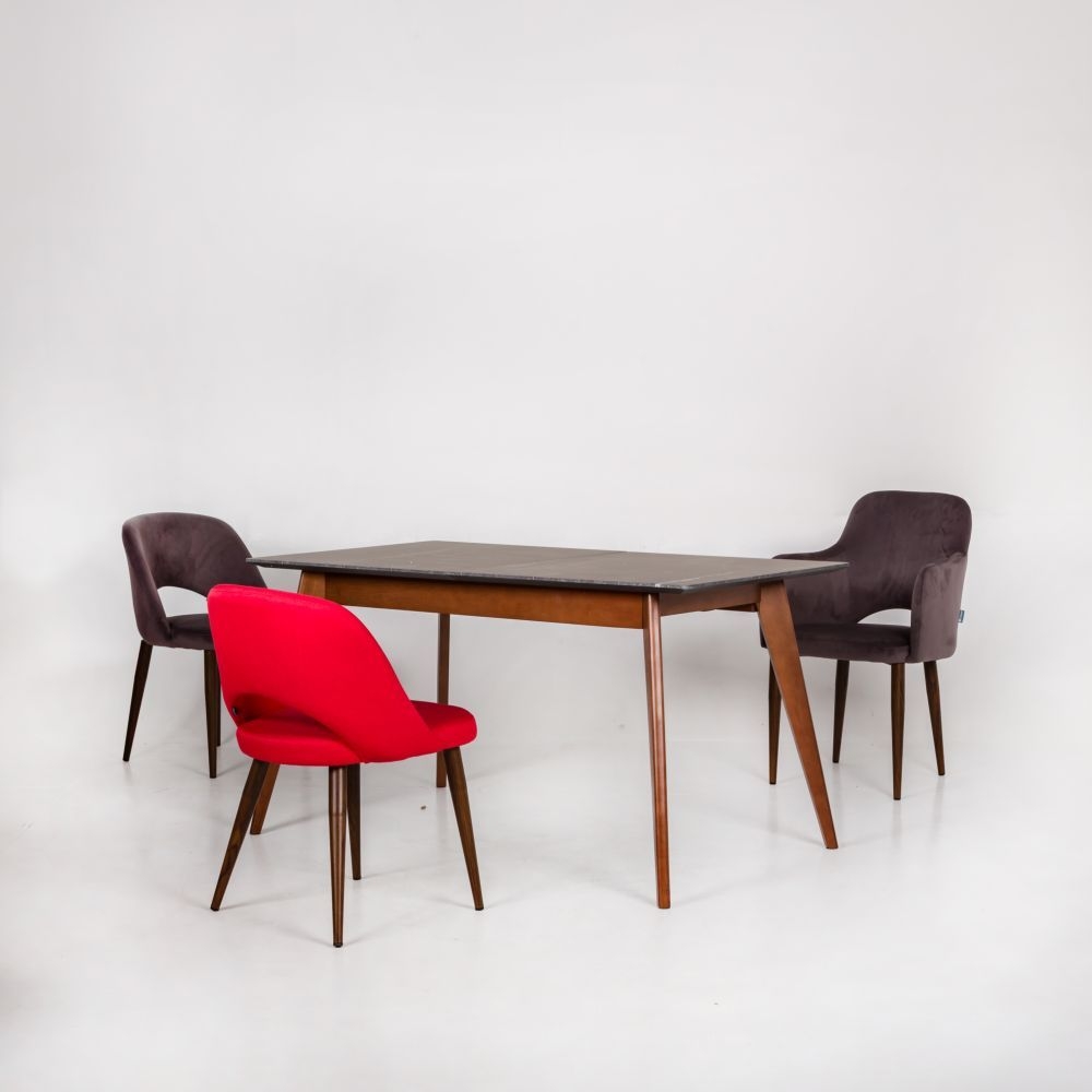 Стол раскладной Лунд 140-180 ОРЕХ-Мрамор Бьянко