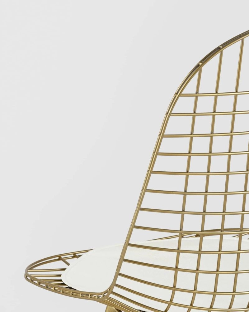 Стул обеденный Eiffel золотой с белой подушкой 2 шт