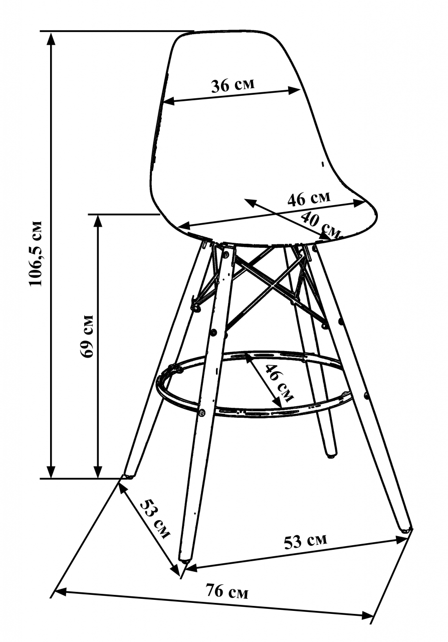 Стул барный DOBRIN DSW BAR Светло-серый GR-01