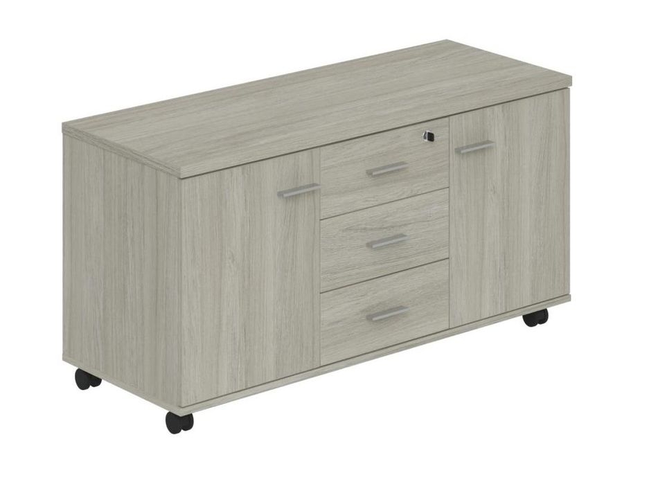 Тумба опорная (мобильная) с 3 ящиками и 2 распашными фасадами Wing WN.202.OL Дуб светлый