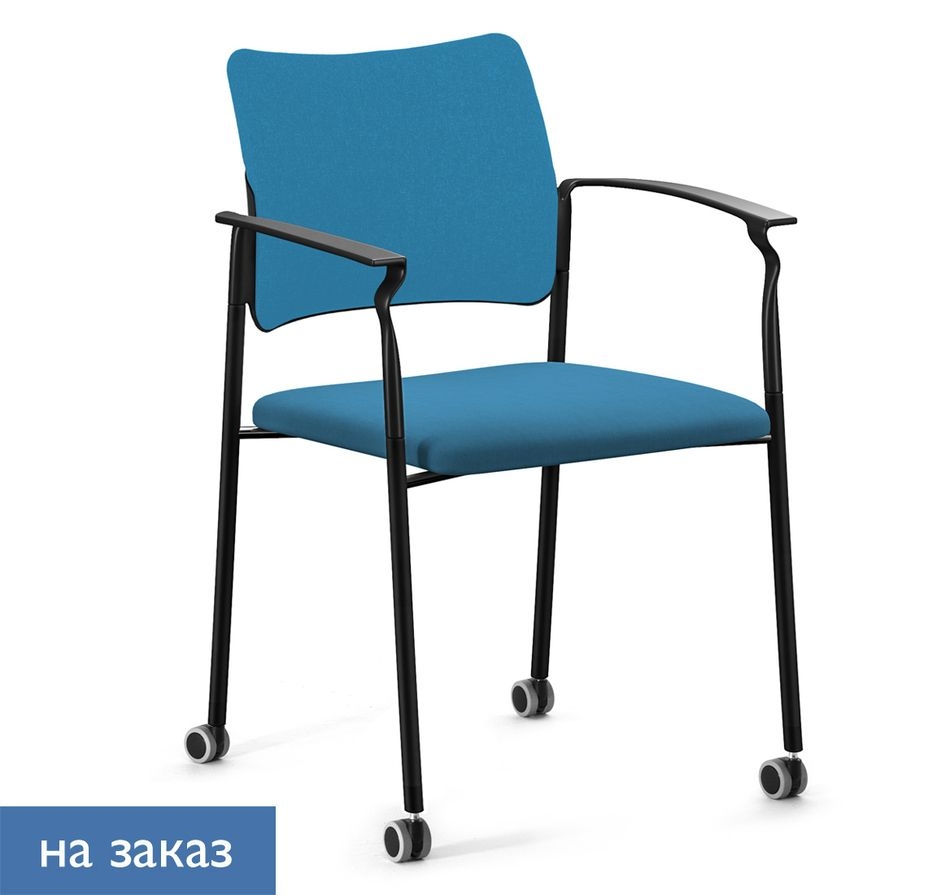 Кресло на колесах, обитое, с подлокотниками PINKO UPH cast black SLW 58 Arms Голубой Черный