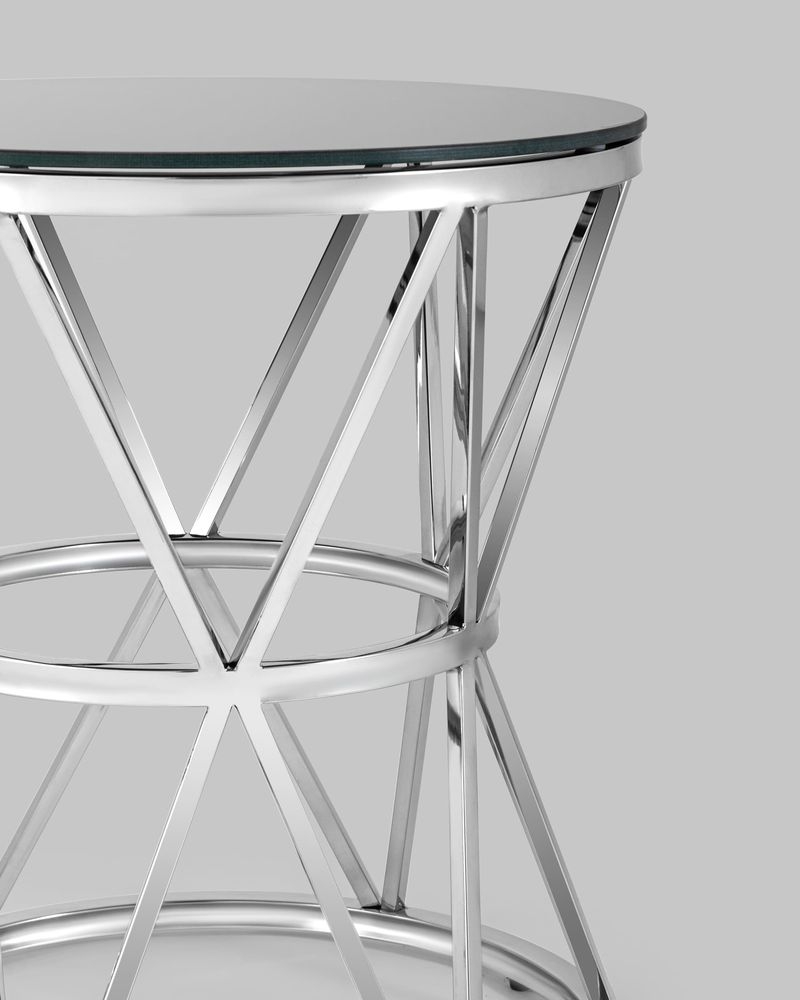 Журнальный стол ВИВА 50x50 Серебро (стекло черное)