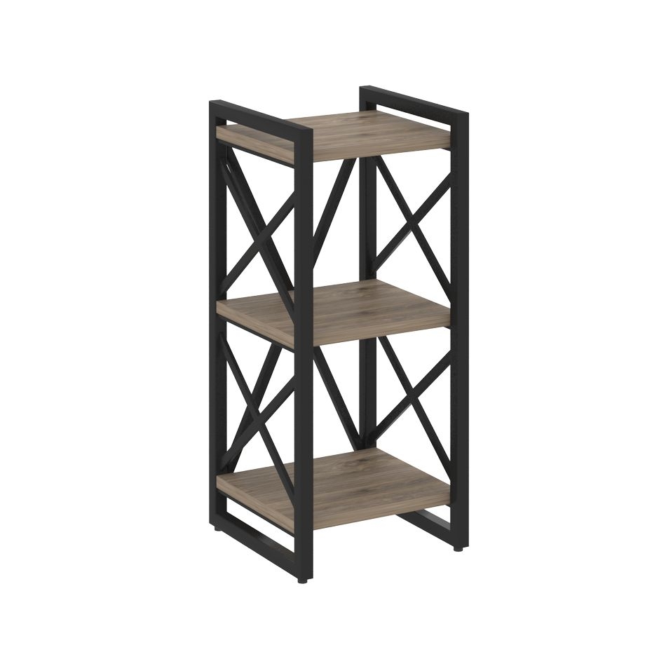 Стеллаж на регулируемых опорах - 3 полки LOFT VR.L-MST.O-3.4 Металл черный Тиквуд темный