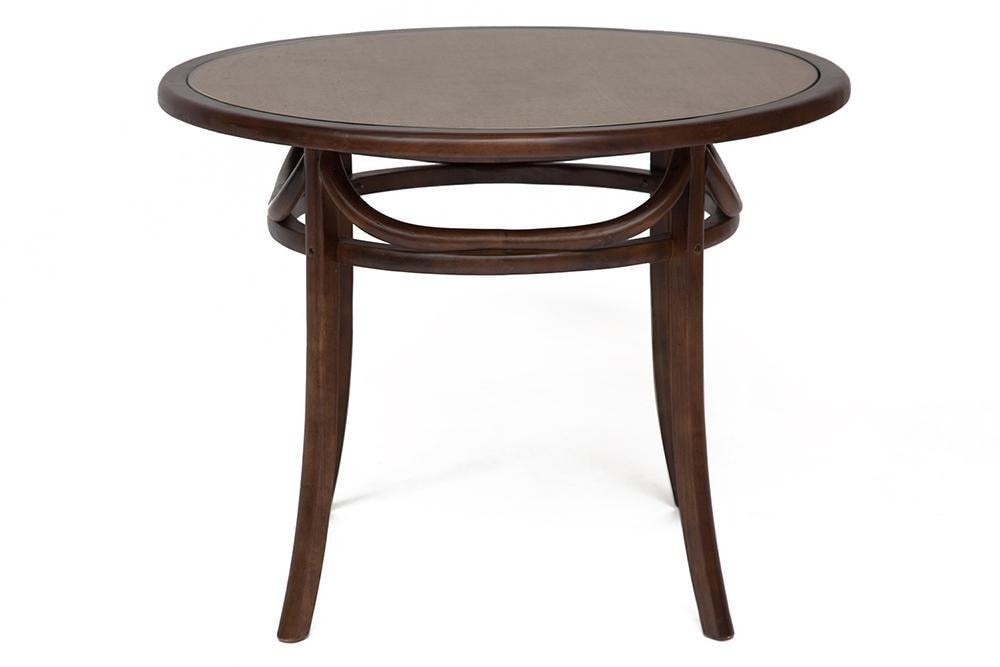 Стол THONET(mod.T9032-100) дерево береза/стекло, диаметр 100 см, высота 76 см, Темный Орех