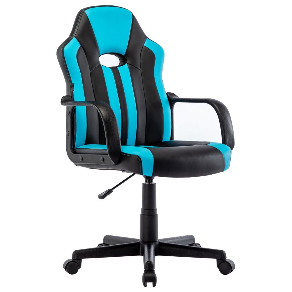 Кресло компьютерное BRABIX Stripe GM-202 экокожа Черный-голубой