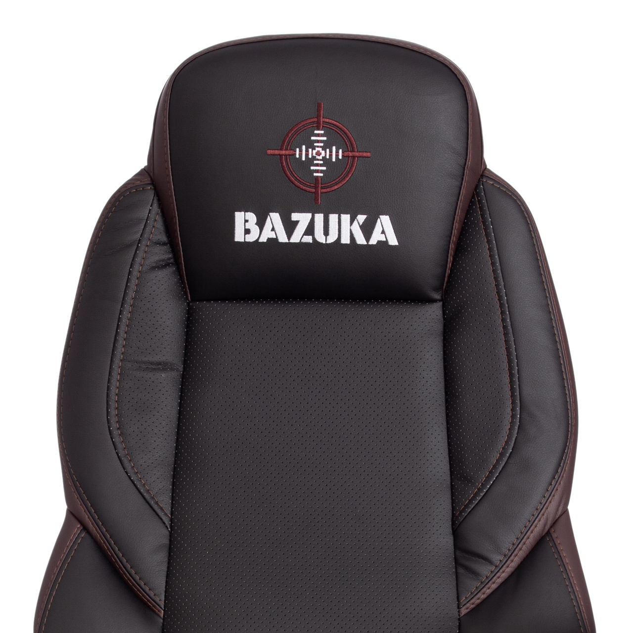 Кресло офисное BAZUKA кож/зам, черный/черный перфорированный/коричневый, 36-6/36-6/06/36-36