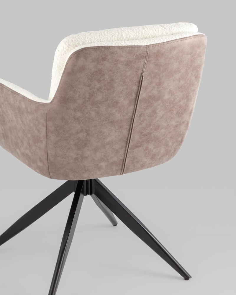 Стул Waldo молочный c бежевой экокожей