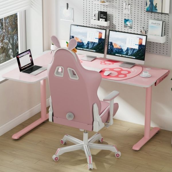 Стол письменный (для компьютера) угловой EUREKA ERK-L60R-PK-V2 (правый), розовый