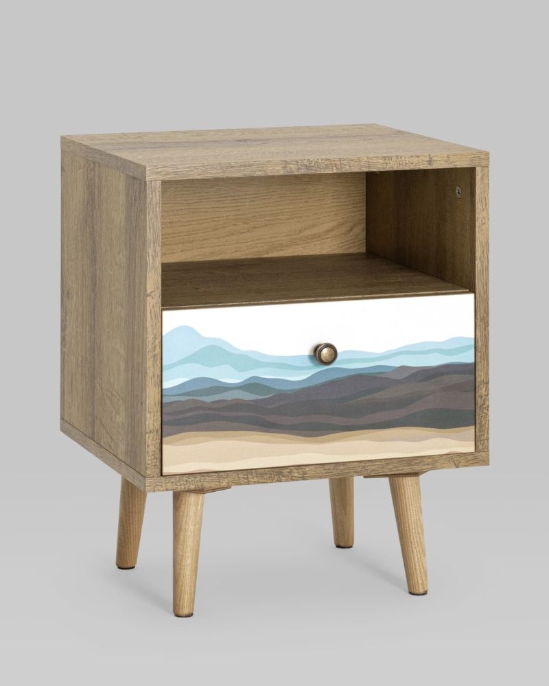 Тумбочка с открытой полкой Berber (ножки массив ясеня) 11 принт