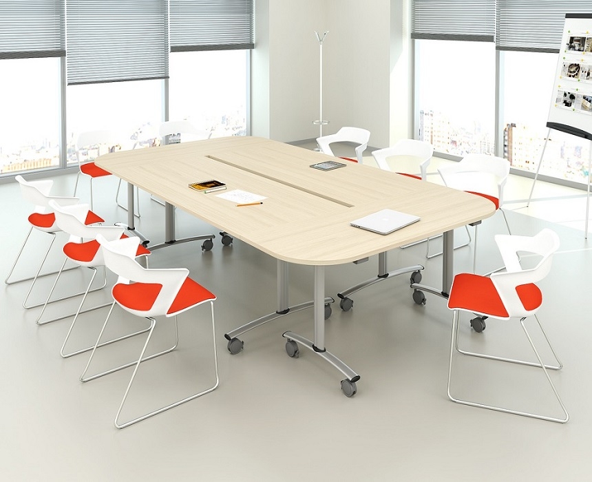 Стол складной полукруглый Connect 165х60х72.5см Акация аури