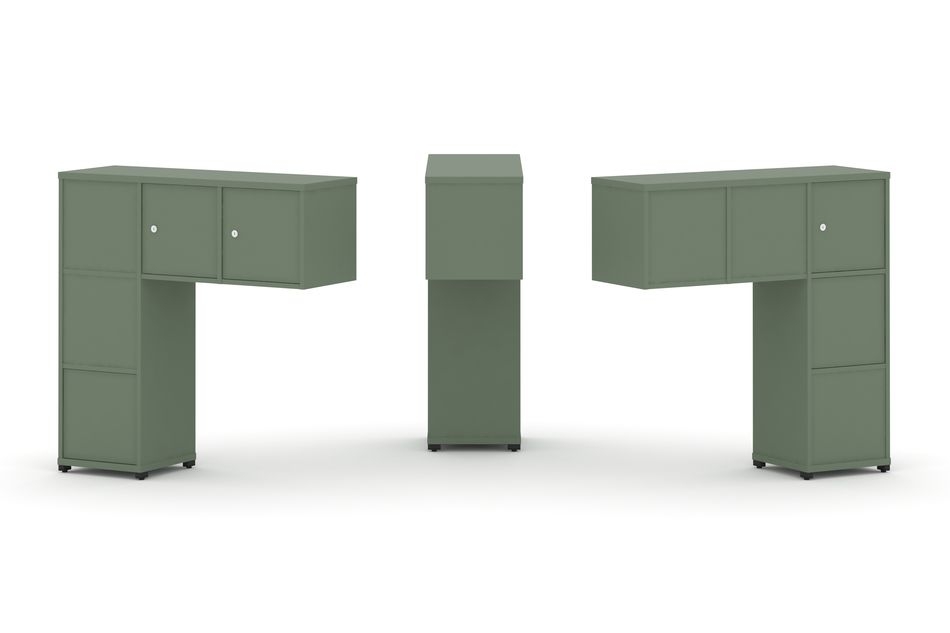 Надставка на стол низкая двухсторонняя + задняя стенка (5 шт.) + блок с 1-м ящиком (2 шт.) + распашной фасад (3 шт.) CONCEPT CN.DNN-006 Кобо Черный металл