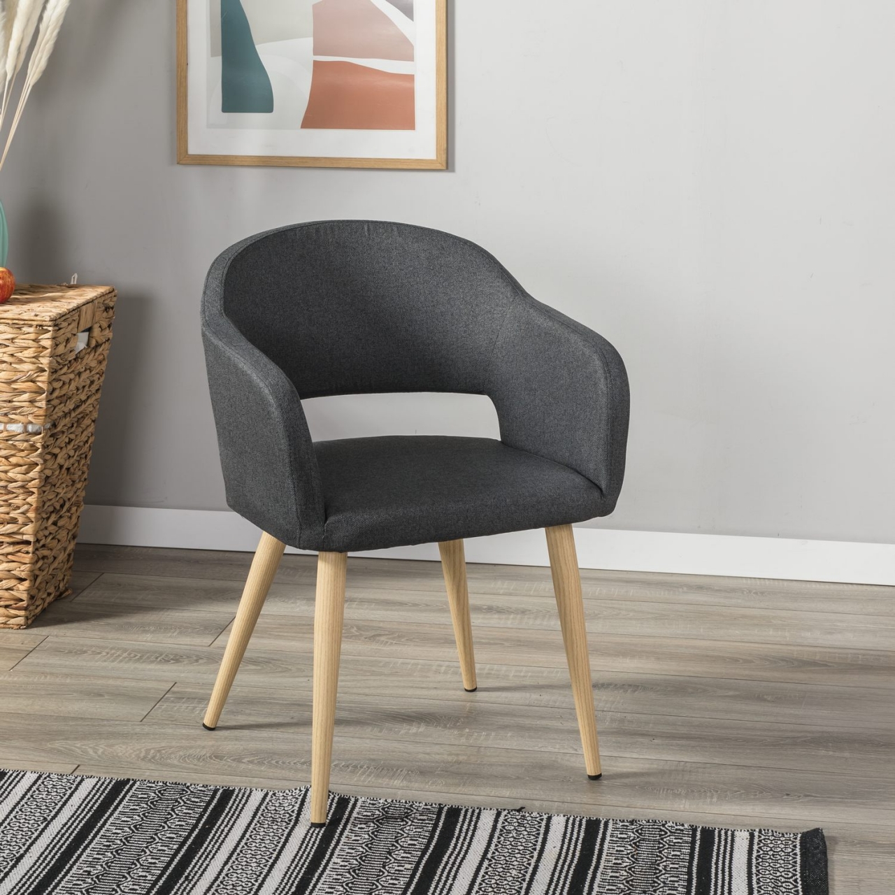 Кресло Oscar темно-серый/нат.дуб