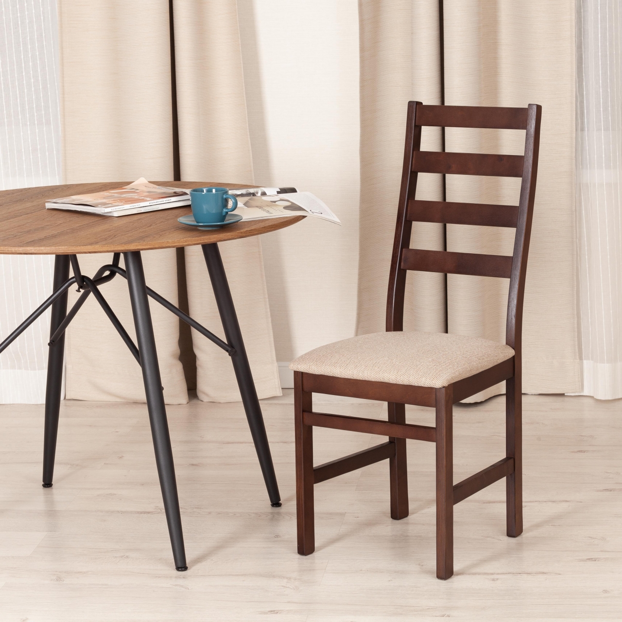 Стул ROSARIO Многослойная фанера, 39 х 39 х 99 см, Cappuchino, ткань бежевая (Ford William 7)