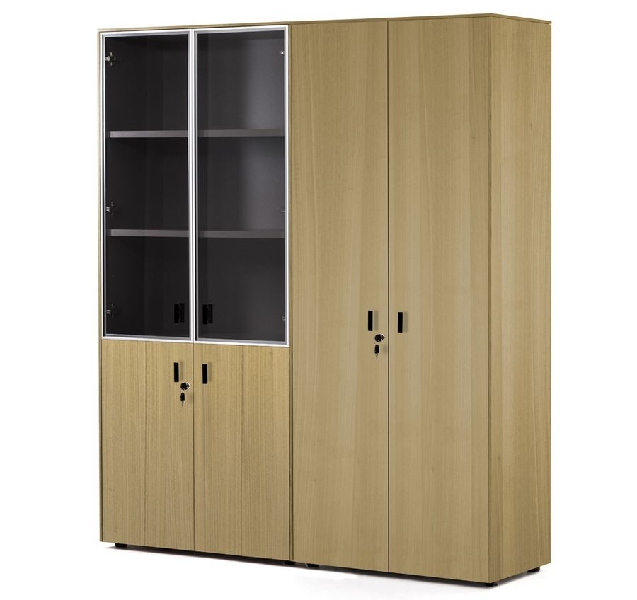 Шкаф комбинированный со шкафом для бумаг ENZO 109 726 ECL-L 01 Светлый эвкалипт Черный