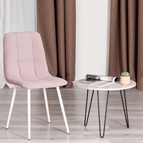 Стул CHILLY MAX / 1 шт. в упаковке Велюр/металл , 45 х 54 х 90 см , пыльно-розовый/белый