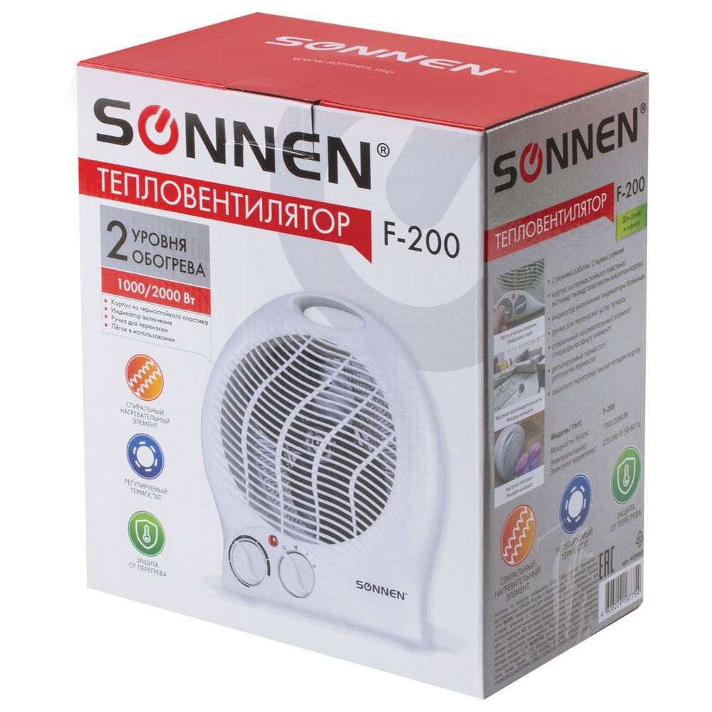 Тепловентилятор SONNEN F-200 Белый
