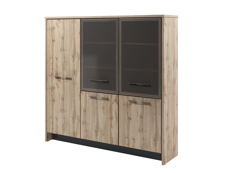 Стеллаж трехсекционный Торстон Т-33-05 Дуб Вотан Антрацит