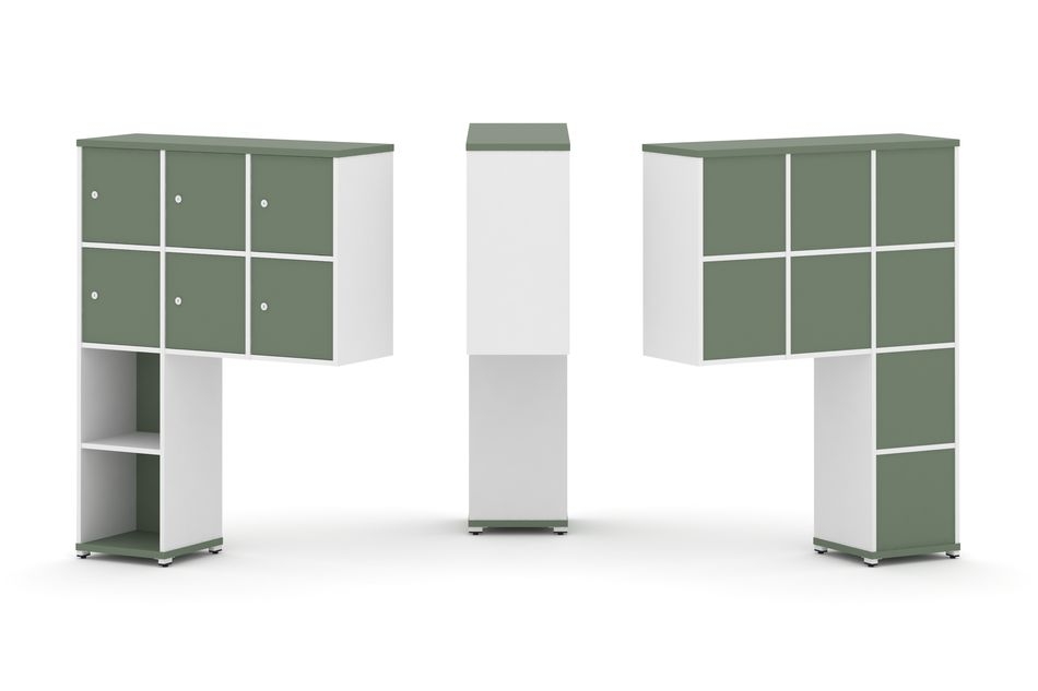 Надставка на стол высокая односторонняя + задняя стенка (8 шт.) + распашной фасад (6 шт.) CONCEPT CN.ONV-008 Кобо Белый бриллиант Белый металл