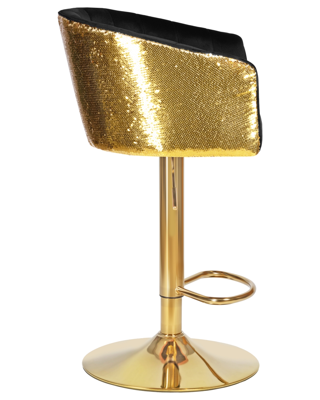 Стул барный DOBRIN DARCY GOLD SHINY (черный велюр с золотыми пайетками)