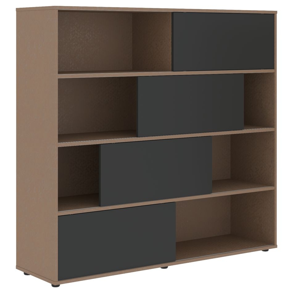 Стеллаж со слайд-дверьми VELION VMCS 1615 Яшма черный Кобра