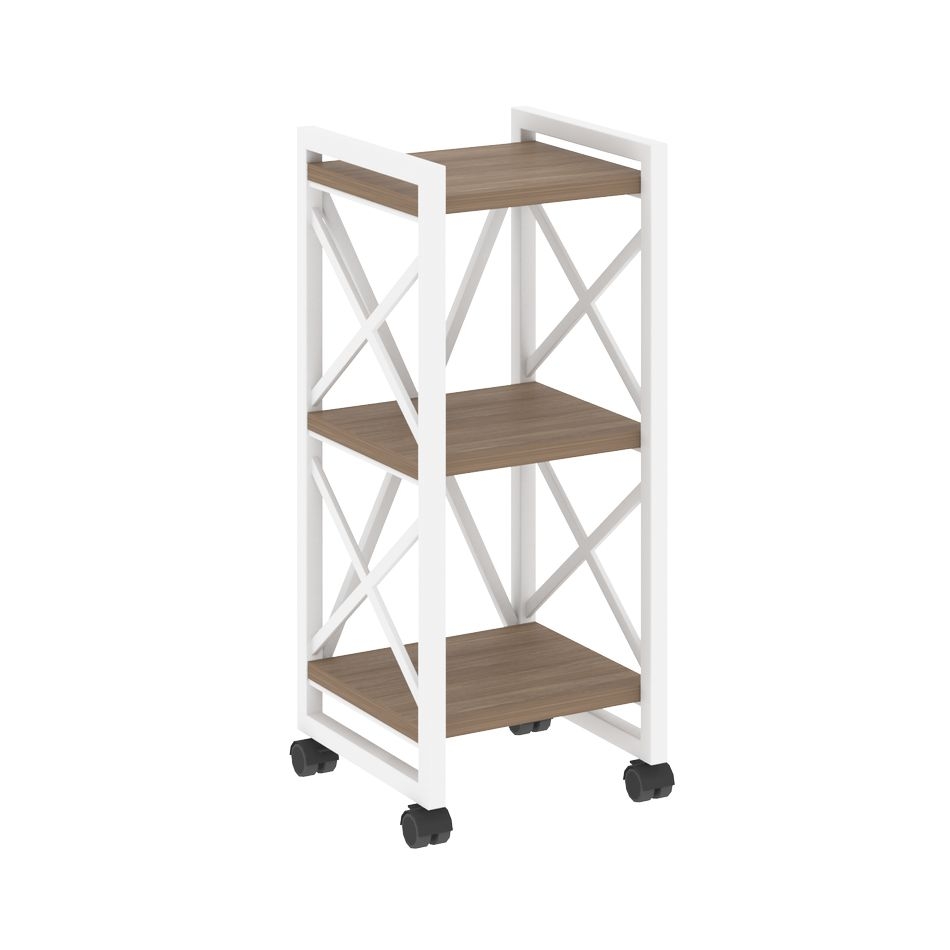 Стеллаж на колесных опорах - 3 полки LOFT  VR.L-MST.K-3.4 Металл белый Дуб Аризона