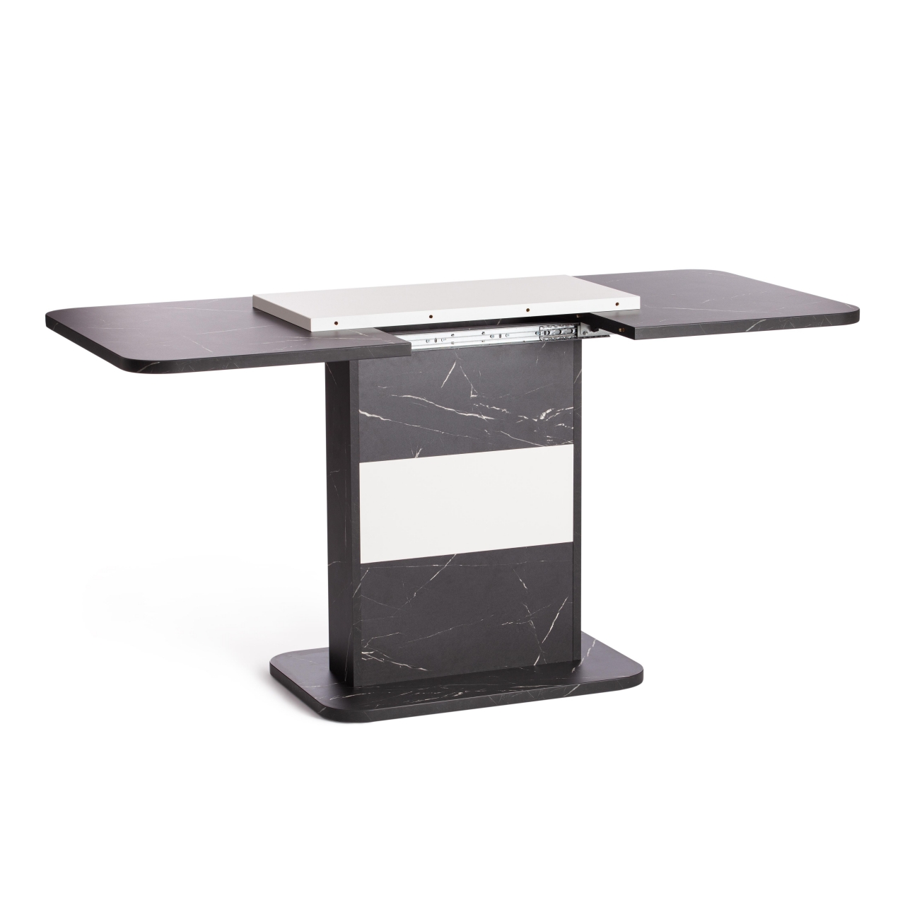 Стол обеденный СМАРТ ЛДСП, 105-140х68,6х75 см, Мрамор Блэк Роял/Белый / SMART
