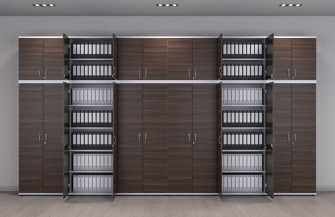 Набор высоких дверей с замком Reception Steel 11552 Дуб темный