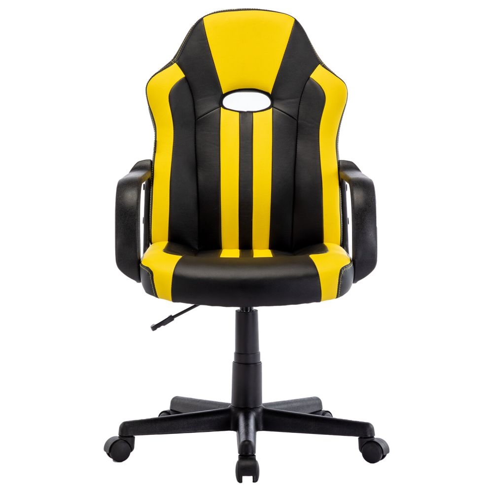Кресло компьютерное БРАБИКС Стрипе ГМ-202 экокожа Черный-желтый / BRABIX Stripe GM-202