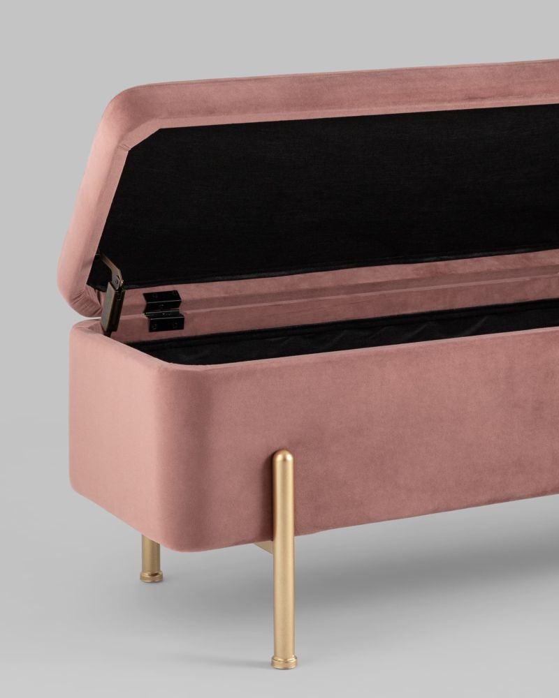 Банкетка Болейн с ящиком велюр Розовый
