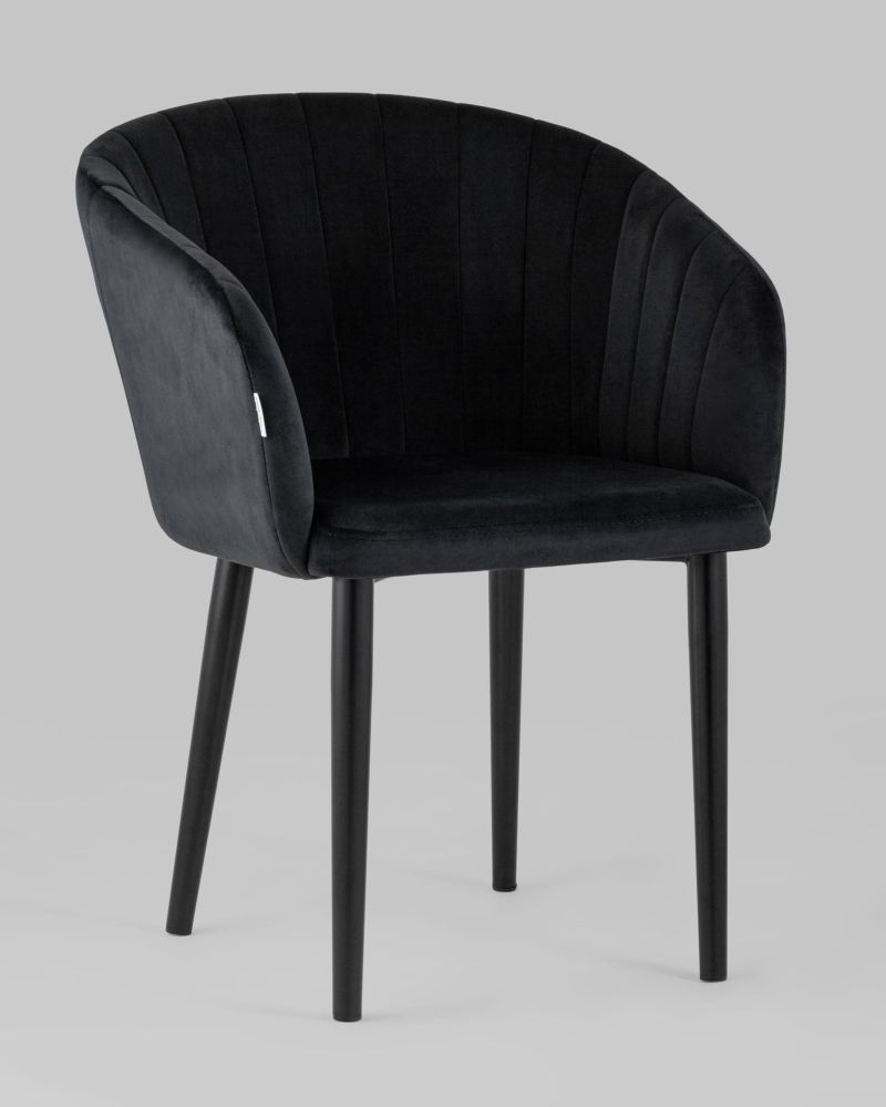 Стул с подлокотниками Нейтон велюр Черный
