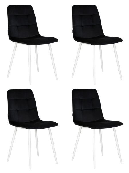 Стул обеденный DOBRIN CHILLY (Черный Holland 75, основание белое) 4 шт
