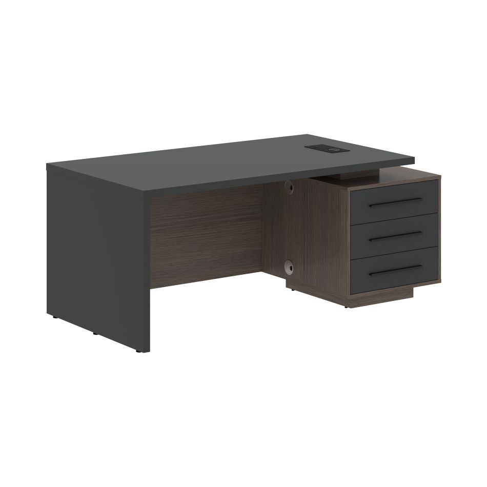 Стол руководителя правый VELION VCT 1890 R Яшма черный Дуб Сильвер