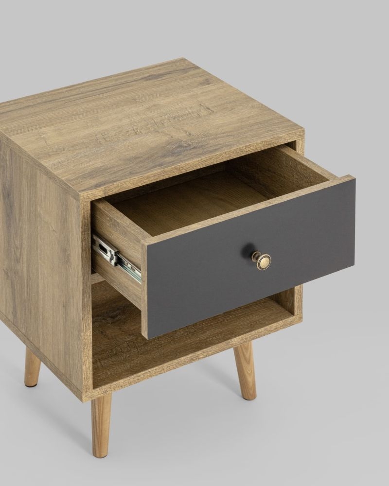 Тумбочка с открытой полкой Berber (ножки массив дерева) 33 принт