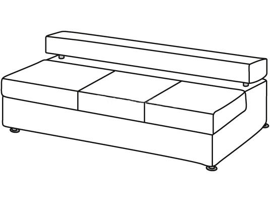 Диван трехместный без подлокотников Прага 3А Черный (кожа)