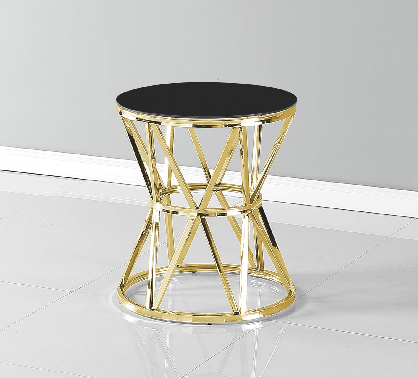 Журнальный стол ВИВА 50x50 Золото (стекло черное)