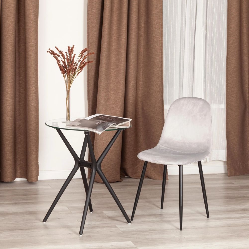 Стул BREEZE (mod. 4724) вельвет/металл, 44 х 53 х 87 см, Light grey (светло-серый) HLR14 / черный