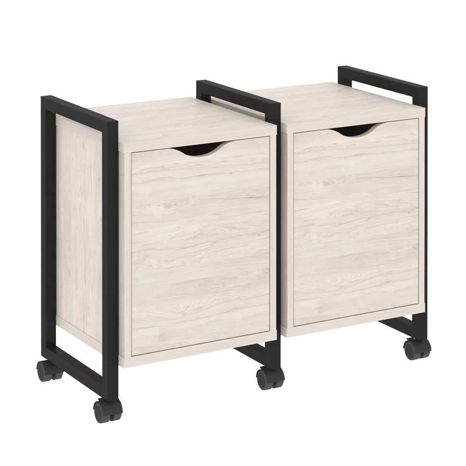 Тумба на колесных опорах наборная. Вариант №2 LOFT VR.L-TN-2.K Металл черный Денвер светлый