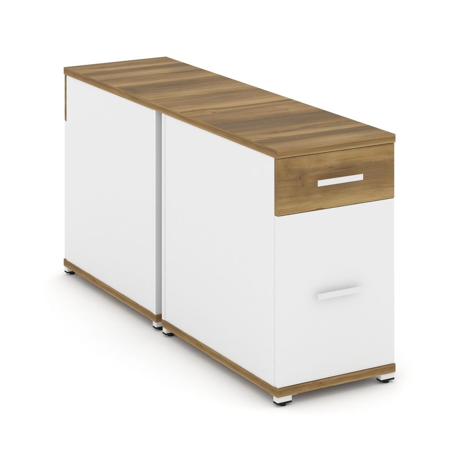 Тумба двухсторонняя опорная приставная с ящиком и распашным фасадом CONCEPT CN.DTGO-005 B/W Сандал Янтарный Белый бриллиант Белый