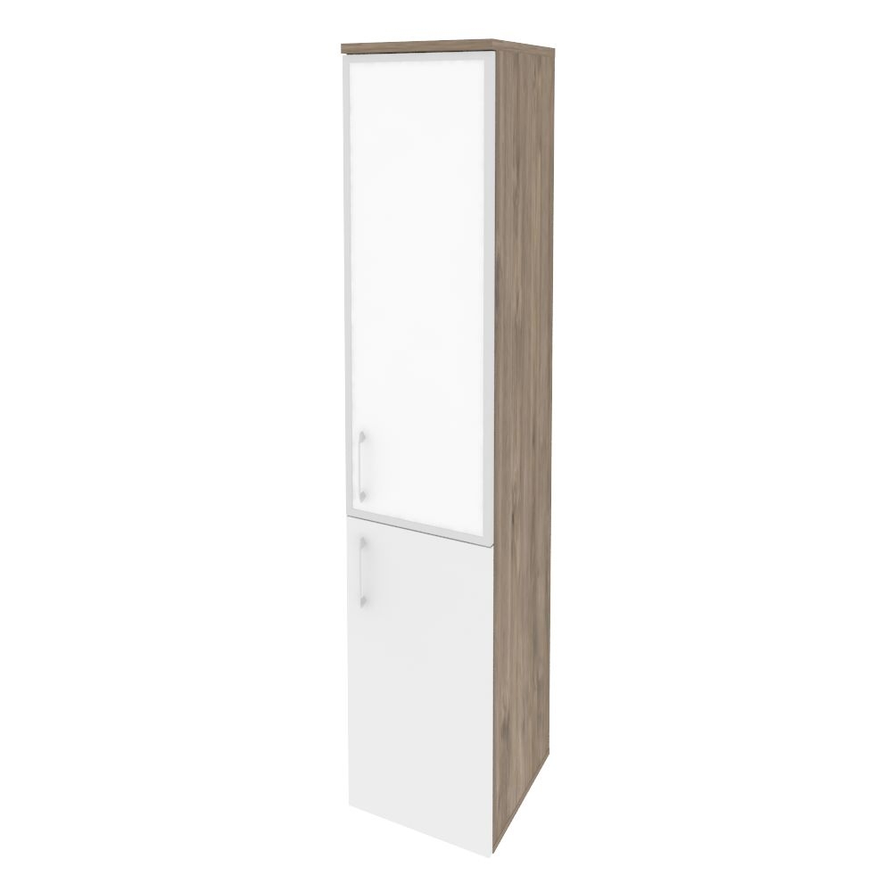 Шкаф высокий узкий правый ONIX O.SU-1.2R(R) white Тиквуд Темный/Белый