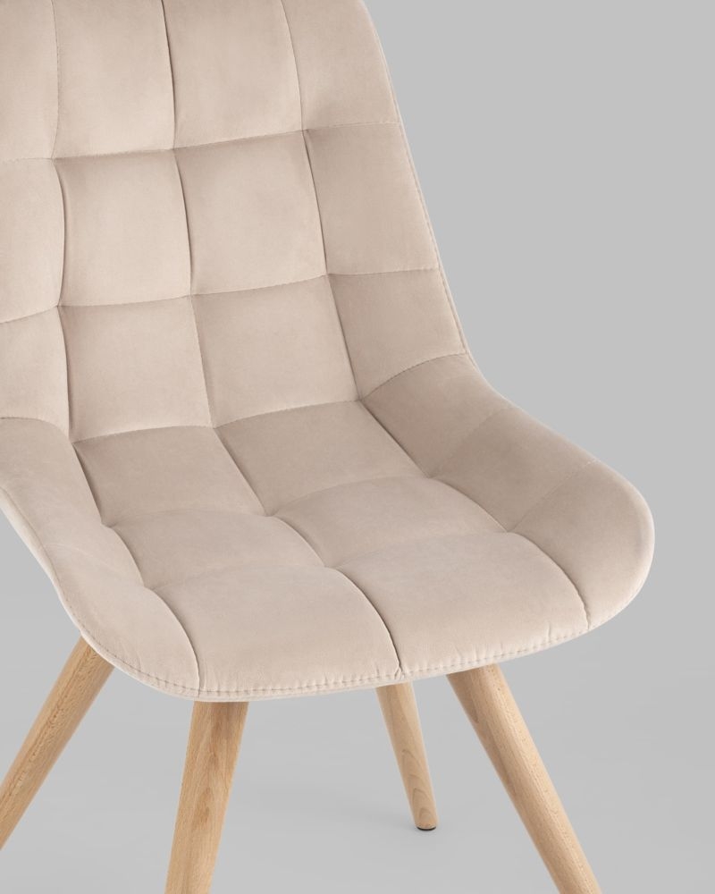 Стул Флекс на деревянных ножках велюр Бежевый