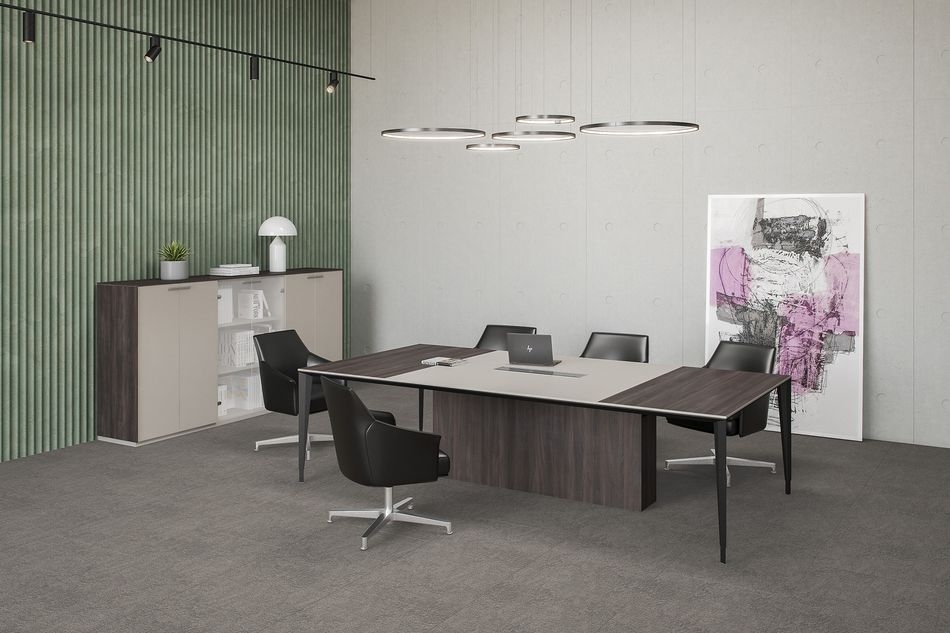 Комплект мебели для переговорной Atlas №06 Бренсон Серый камень Трюфель Антрацит